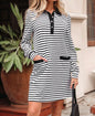 A32 Black and White Stripe Dress with Pocketd - Ivy's Gifts & Boutique