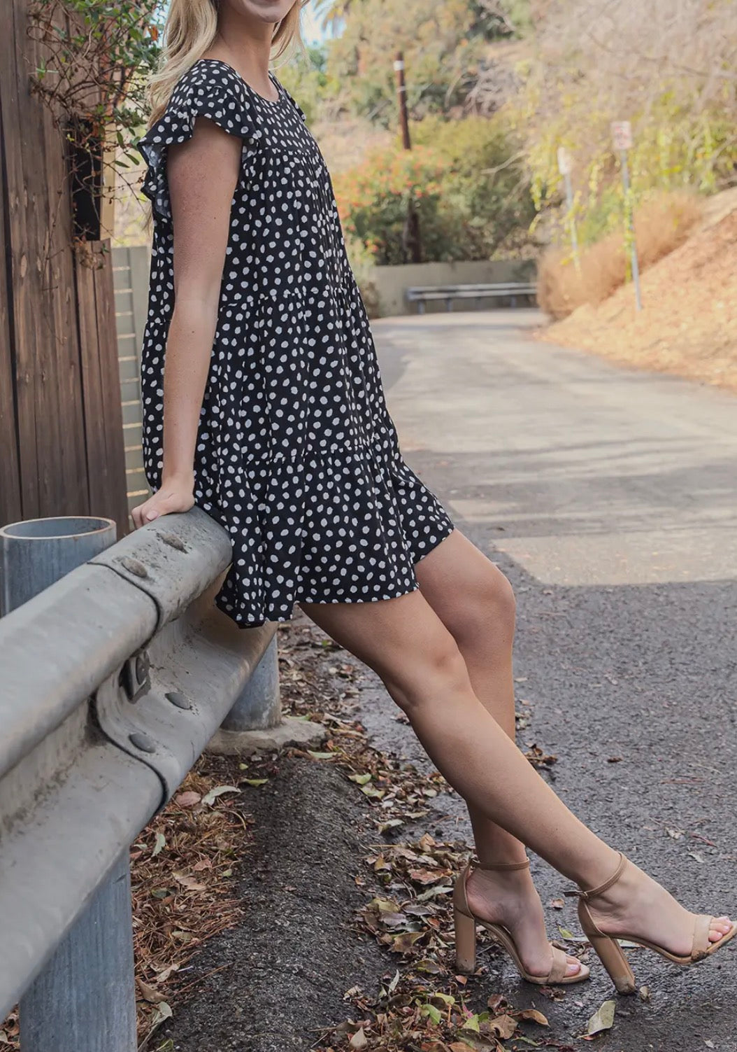 A89 Black Pebble Print Ruffle Tier Dress - Ivy's Gifts & Boutique