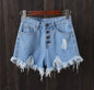 Ivy's Gifts & Boutique A127 frayed denim shorts with button fly and back pockets, casual summer fashion for women.