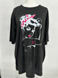 Black T-shirt Pink Ribbon Tattoo Lady