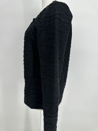 Black Textured Long Sleeve Top