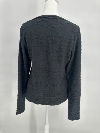 Black Textured Long Sleeve Top