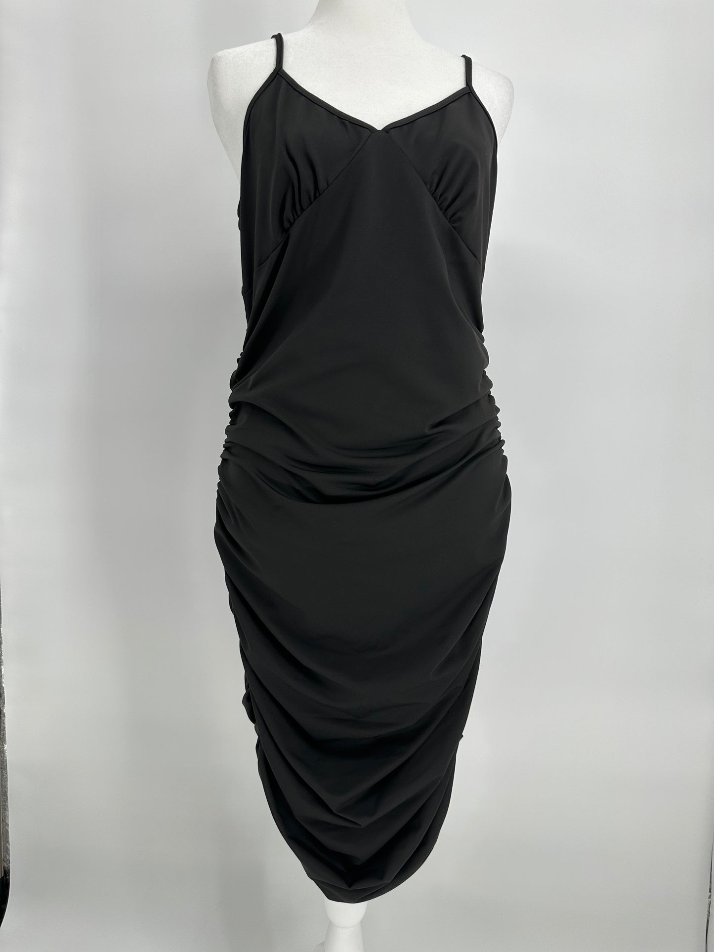 Black Rouched Dress with Adjustable Straps