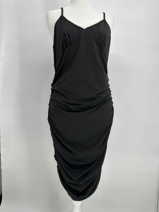 Black Rouched Dress with Adjustable Straps