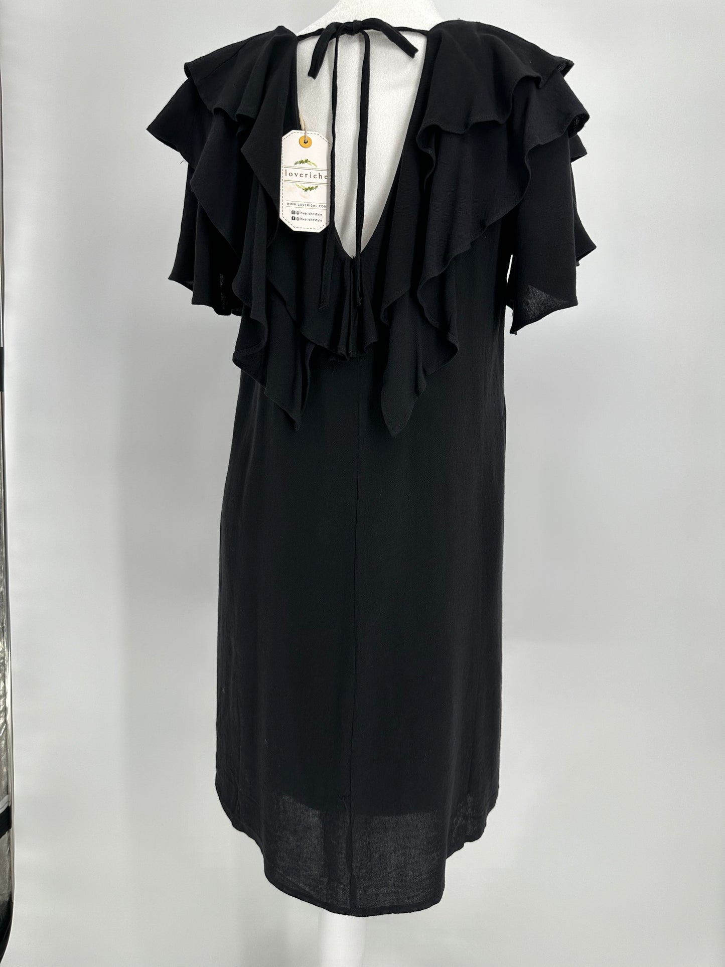 Black Ruffle Tie Back Dress