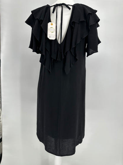 Black Ruffle Tie Back Dress