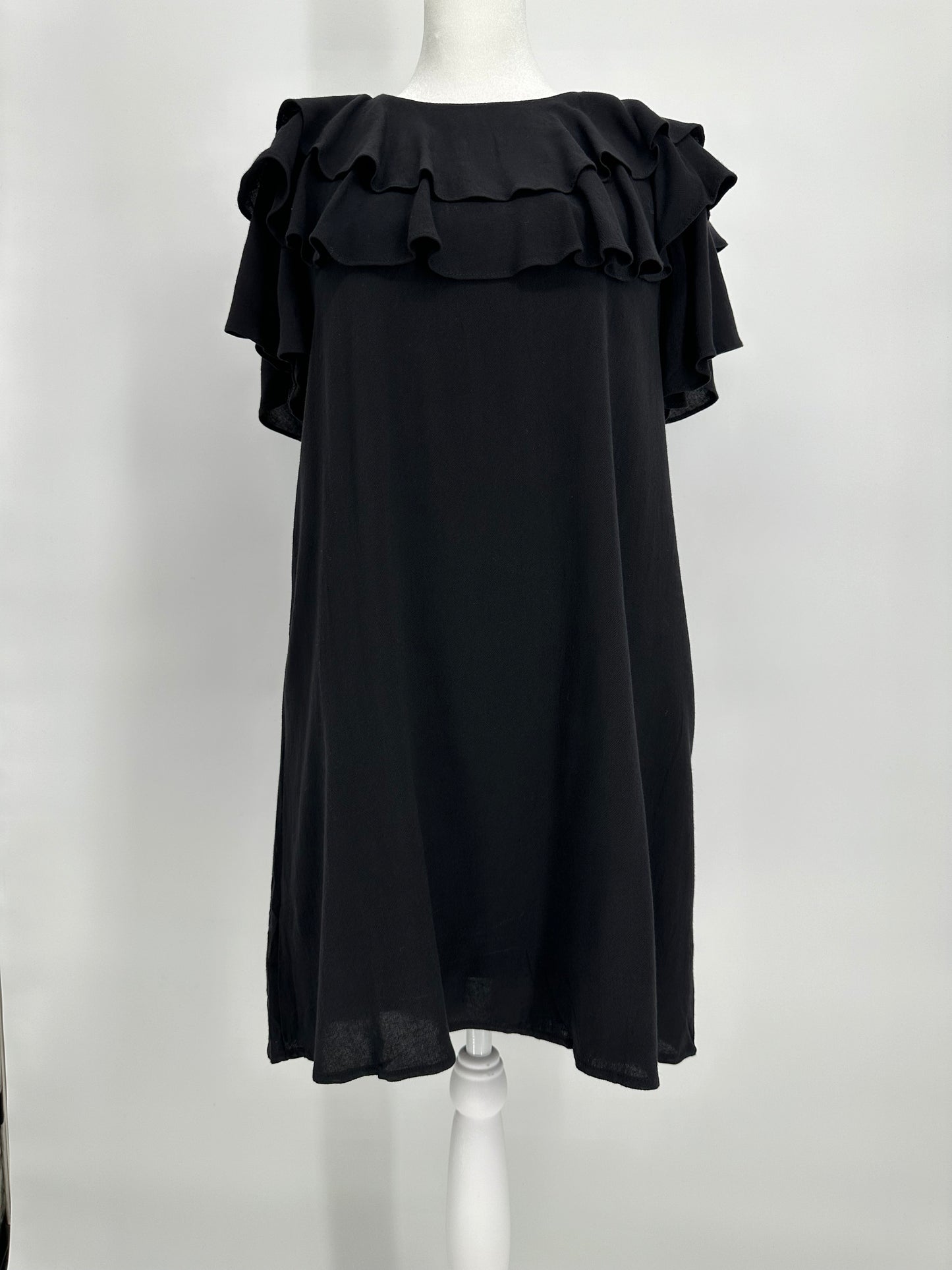 Black Ruffle Tie Back Dress