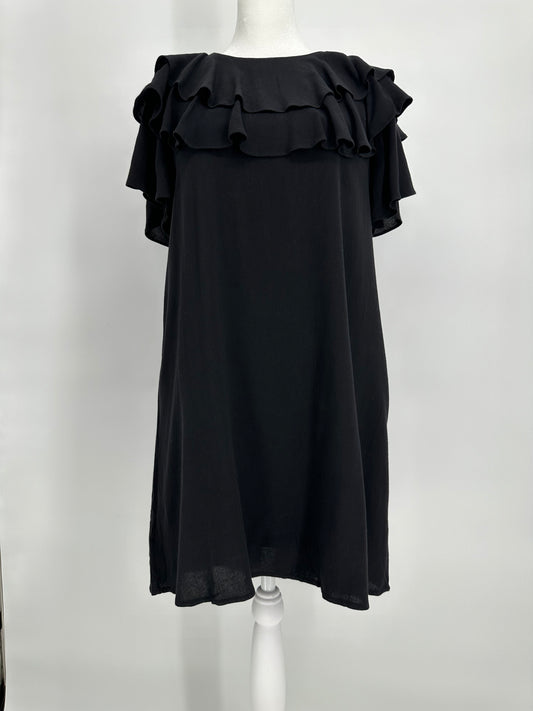 Black Ruffle Tie Back Dress