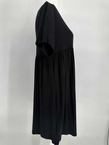 Black Empire Waist T-Shirt Dress with Short Sleeves