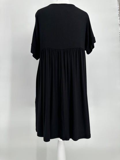 Black Empire Waist T-Shirt Dress with Short Sleeves