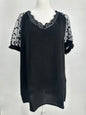 Black Sheer Sleeve Eyelash Top
