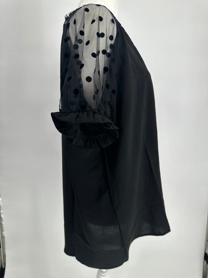 Black Sheer Sleeve Eyelash Top