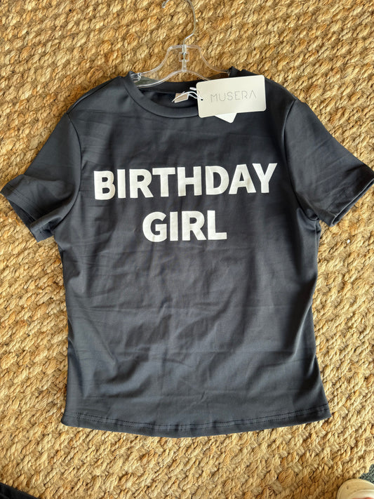AT1 Black Baby Doll Style Birthday Girl Top