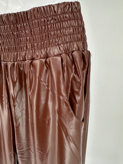 Brown Pleather Jogger Pants