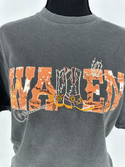 Gray Vintage wash Wallen Appliqué Tee