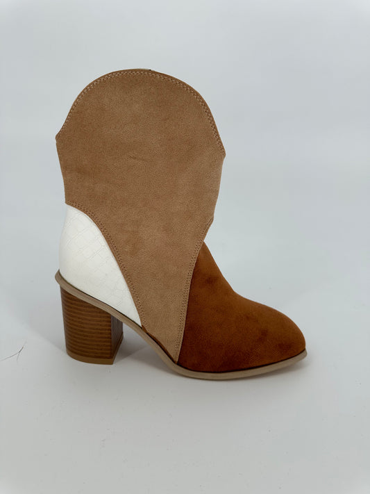 Bootie—Brown Taupe, White
