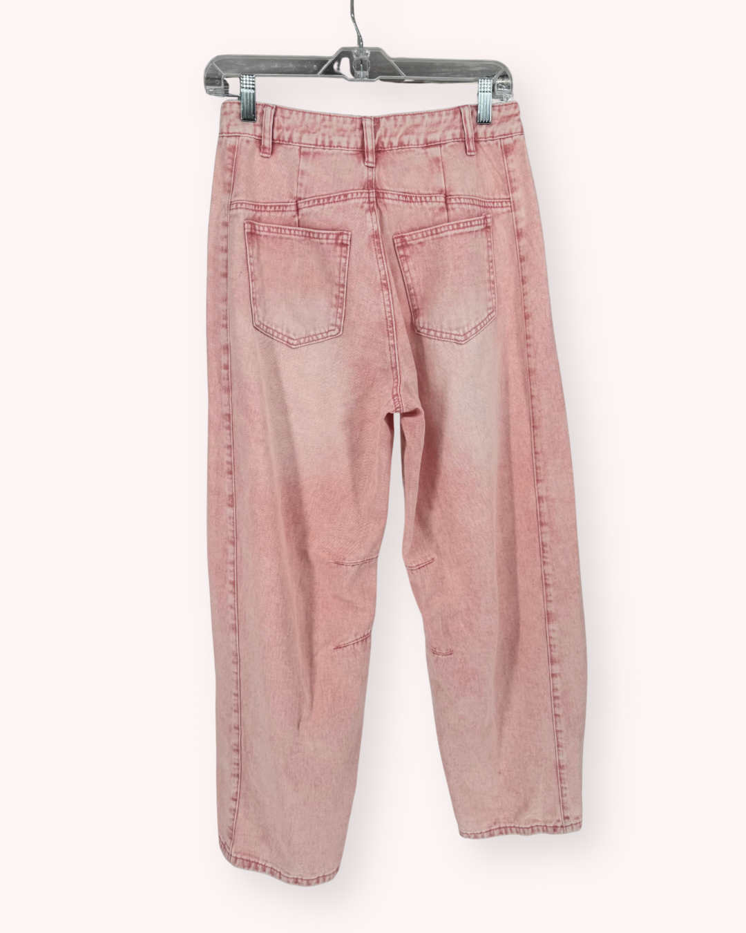 Pink Acid Wash Barrel Leg Jeans - Ivy's Gifts & Boutique