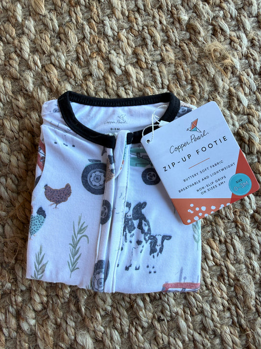 Copper Pearl Zip Up Footie - Ivy's Gifts & Boutique