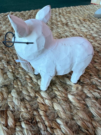 A83 White Little Pig with Glasses - Ivy's Gifts & Boutique