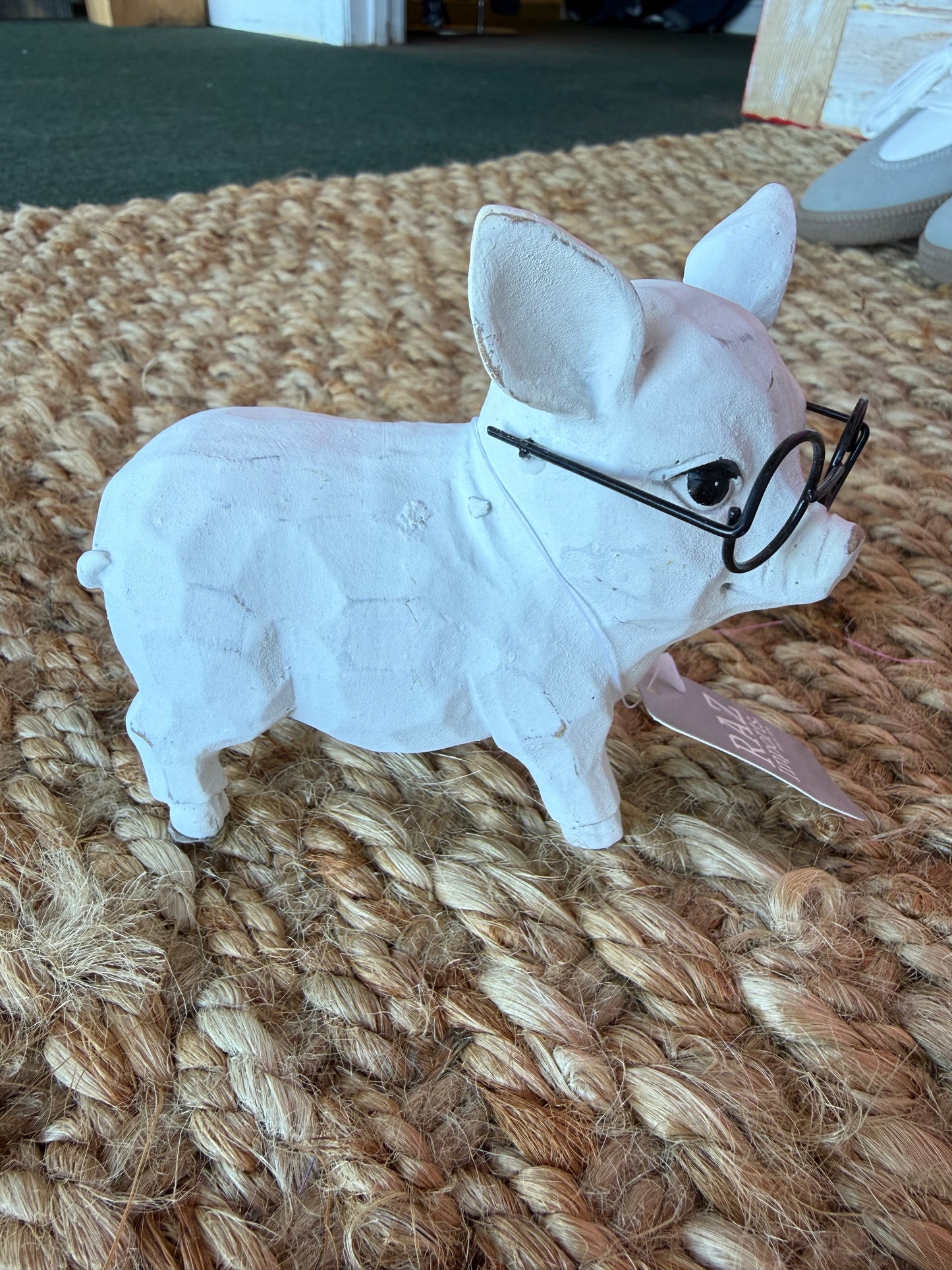 A83 White Little Pig with Glasses - Ivy's Gifts & Boutique