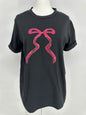 Black Shirt with Pink Sequin Bow