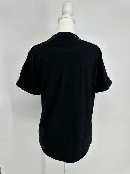 Black Shirt with Pink Sequin Bow