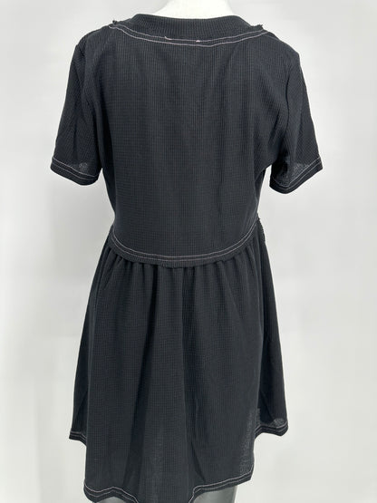 Umgee Black Tunic with  Pink Top Stitch Design