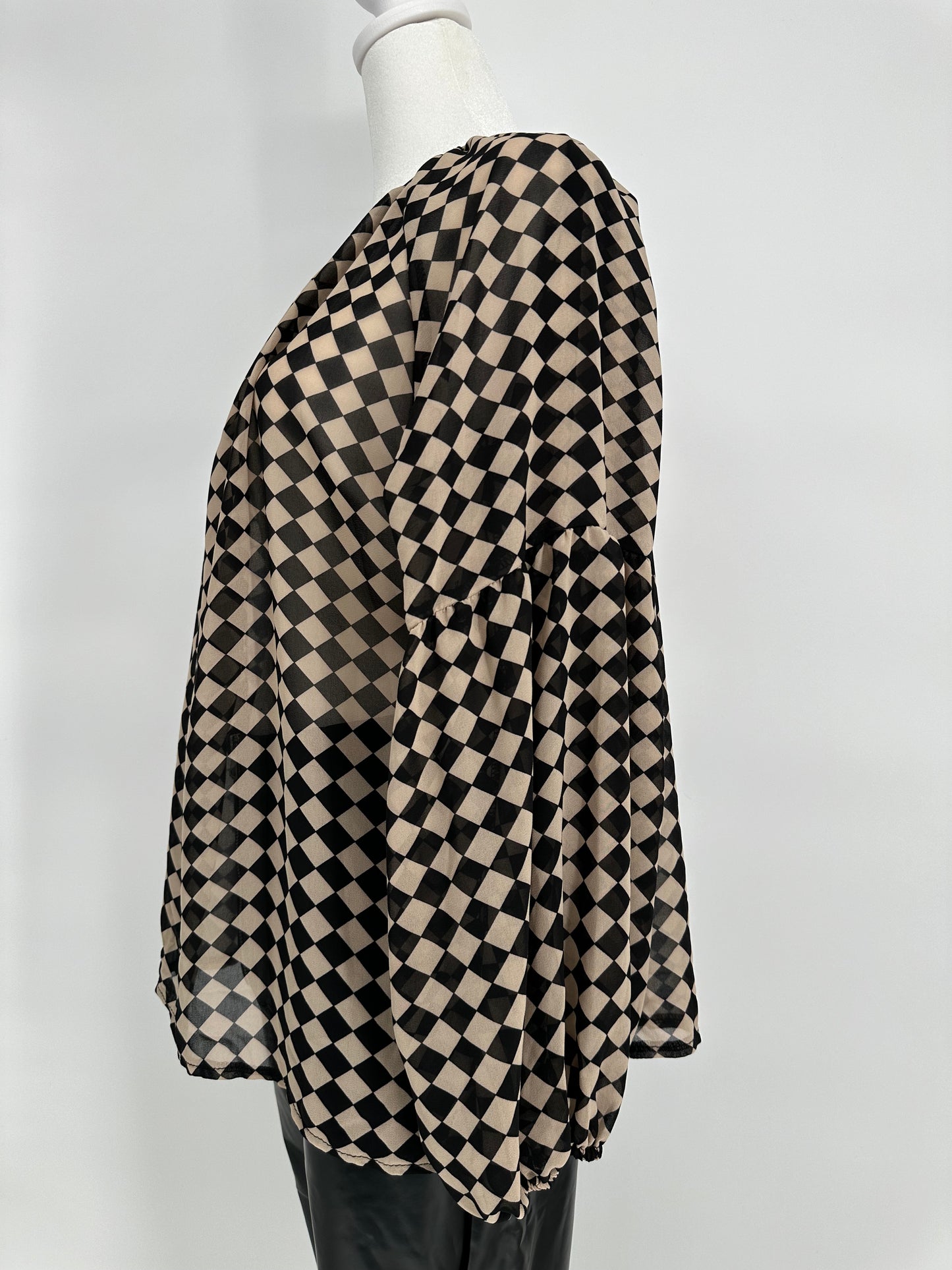 Harlequin print blouse