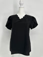 Black Scalloped Edge Blouse